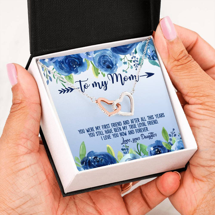 To My Mom I Love You Now And Forever – Interlocking Heart Necklace - Thegiftio UK