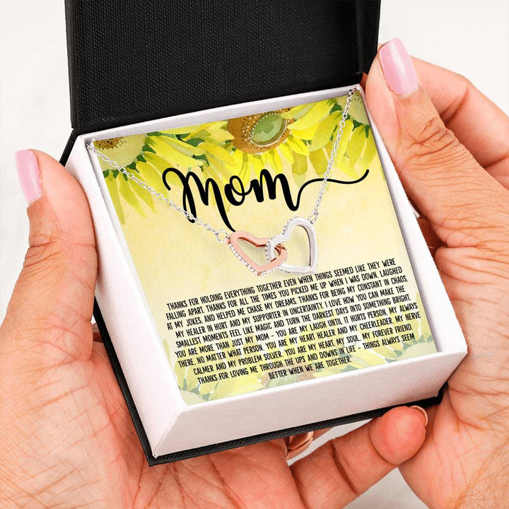 To My Mom Mother Birthday Anniversary Gifts – Interlocking Heart Necklace - Thegiftio UK
