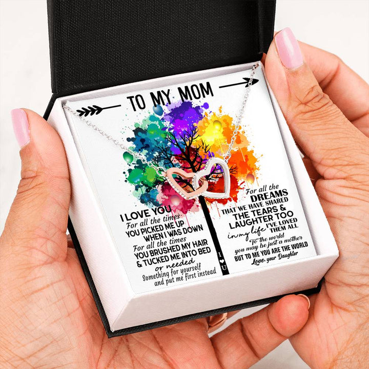 To My Mom I Love You Birthday, Anniversary Gifts - Interlocking Heart Necklace - Thegiftio UK