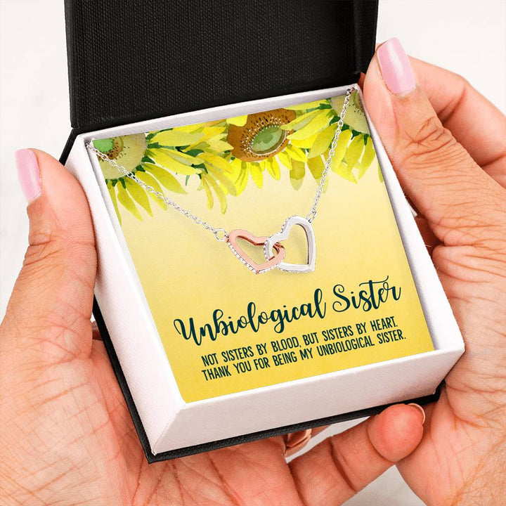 Unbiological Sister Gifts For Best Friend - Interlocking Heart Necklace - Thegiftio UK