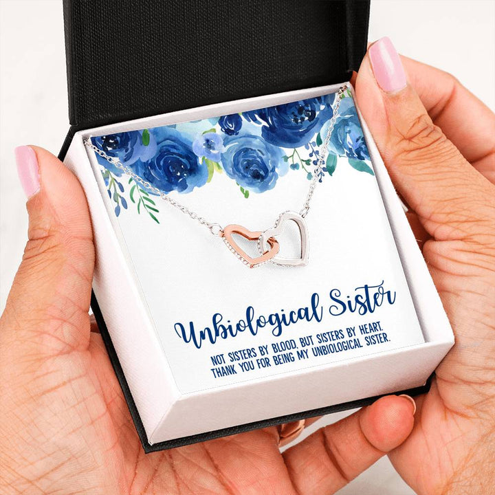 Unbiological Sister Gifts For Best Friend - Interlocking Heart Necklace - Thegiftio UK