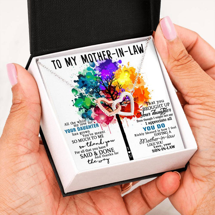 Son-In-Law To Mother-In-Law Gift - Interlocking Heart Necklace - Thegiftio UK