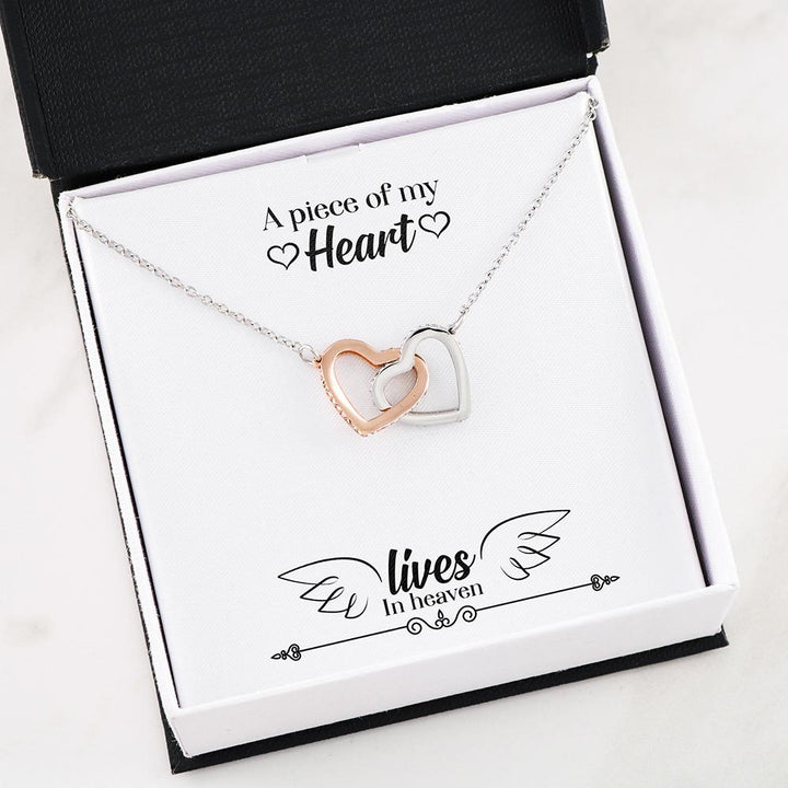 A Piece Of My Heart Lives In Heaven - Interlocking Heart Necklace - Thegiftio UK