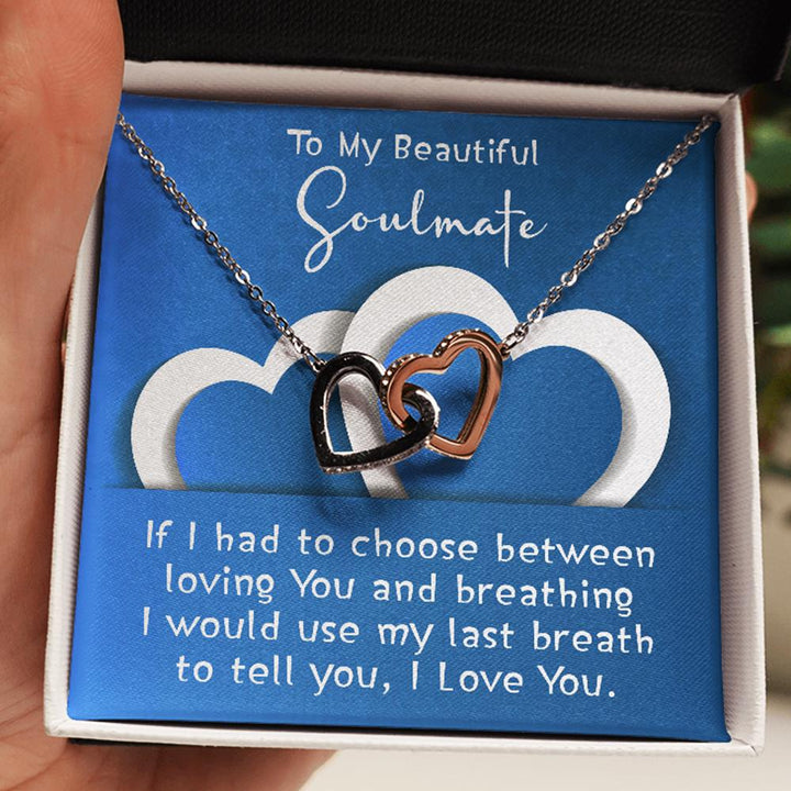 Necklace Gift For Soulmate - Interlocking Heart Necklace - Thegiftio UK