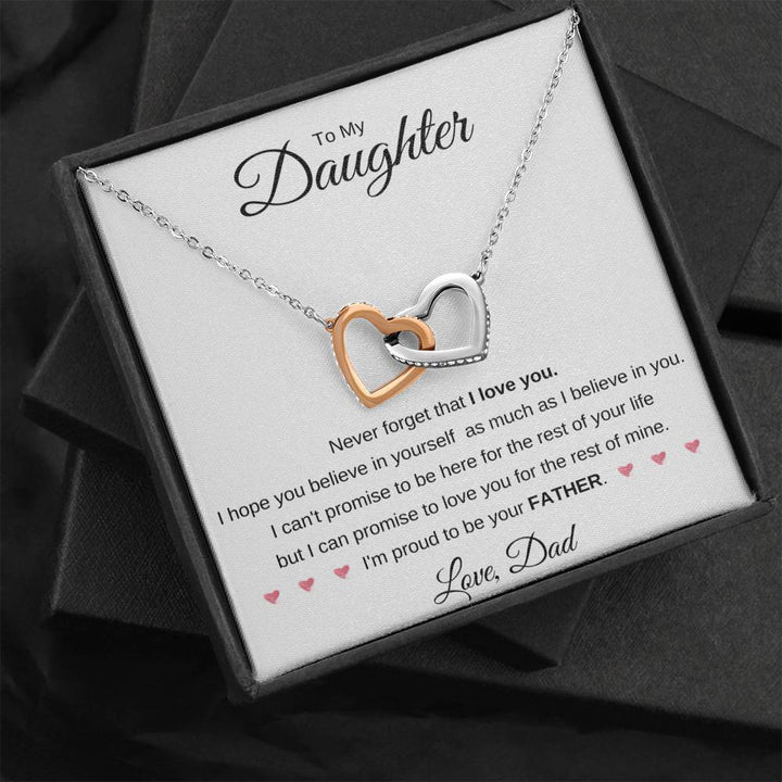 ! To My Daughter - Never Forget - From Dad - Interlocking Heart Necklace #24 - Thegiftio UK