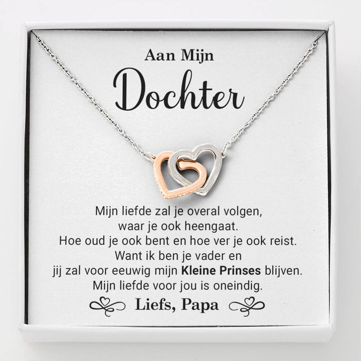 Aan Mijn Dochter - Mijn Liefde Zal Je Overal Volgen, Waar Je Ook Heengaat || Interlocking Heart Necklace - Thegiftio UK