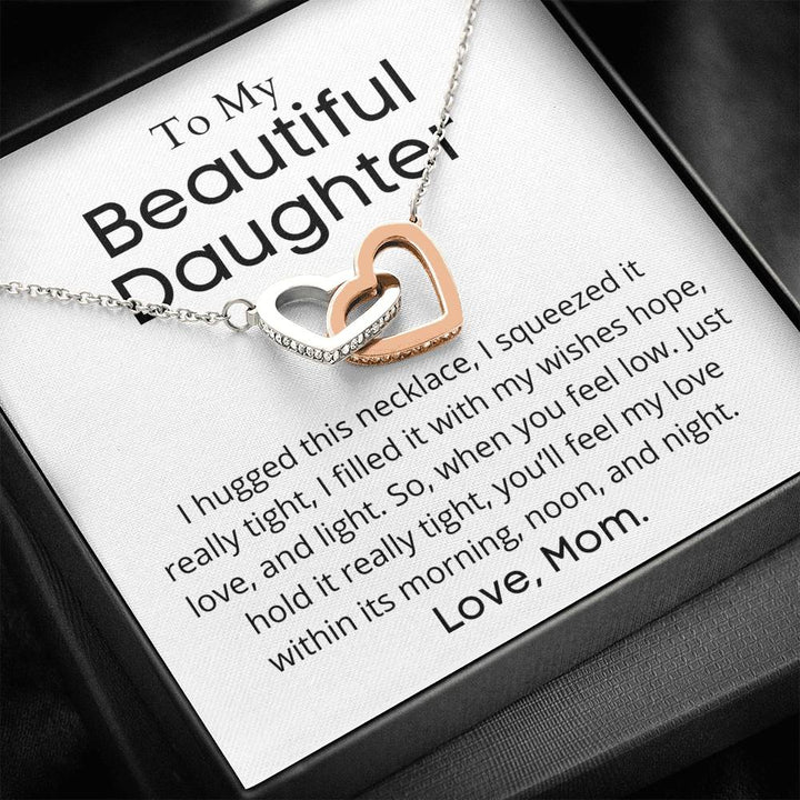 To My Beautiful Daughter- Interlocking Heart Necklace - Thegiftio UK