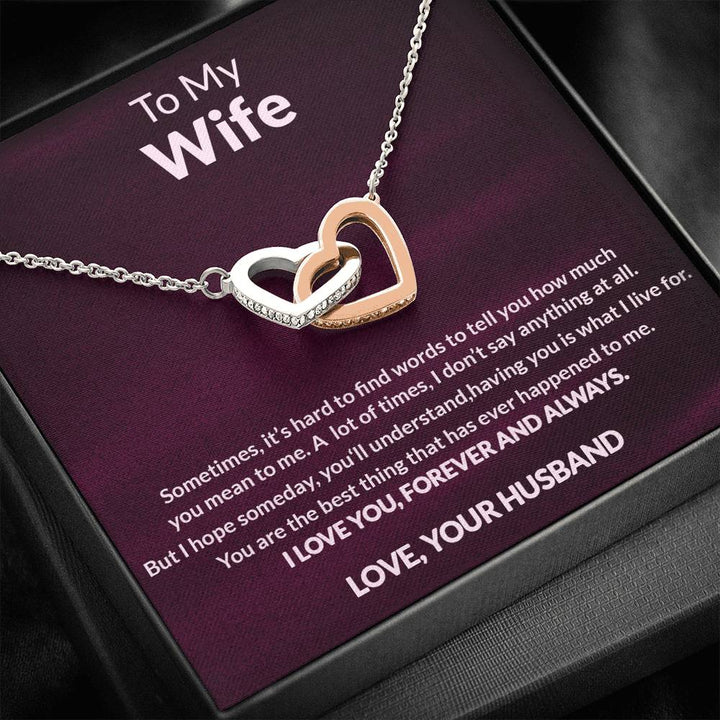 To My Wife Interlocking Heart Necklace, Anniversary Gift For Wife, Christmas Gift For Wife - Thegiftio UK