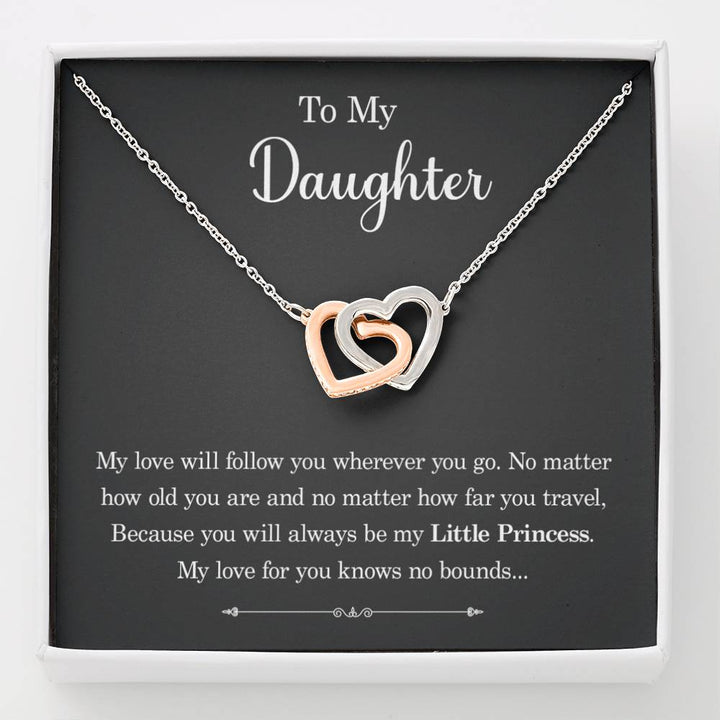 To My Daughter - My Love Will Follow You Wherever You Go - Interlocking Heart Necklace - Thegiftio UK
