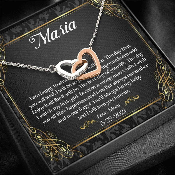 To My Daughter On Her Wedding Day Necklace, Daughter Wedding Gift, Wedding Gift For Daughter, Daughter Interlocking Heart Necklace Wediing - Thegiftio UK