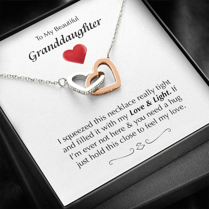 To My Granddaughter - Filled With My Love And Light - Interlocking Heart Necklace - Thegiftio UK