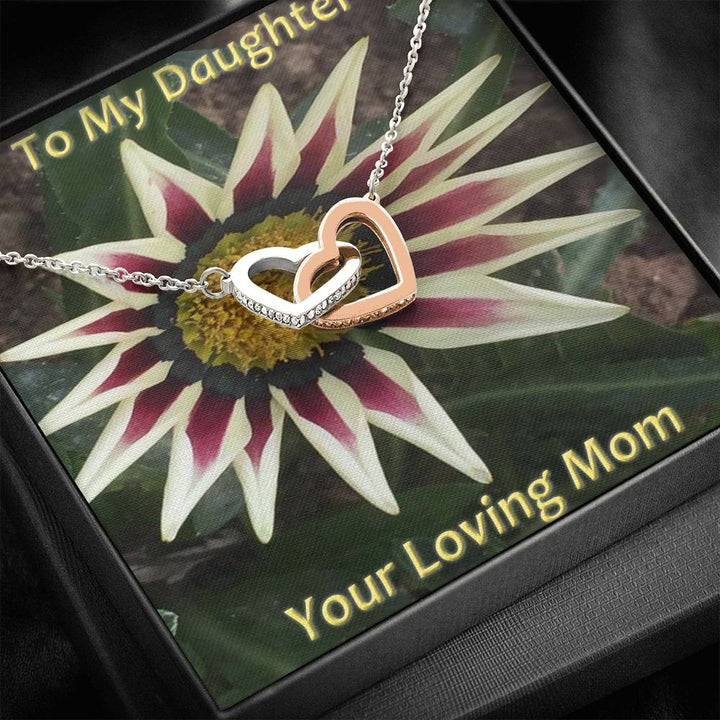 To My Daughter Mom Daughter, Interlocking Heart Necklace For Christmas Gift - Thegiftio UK
