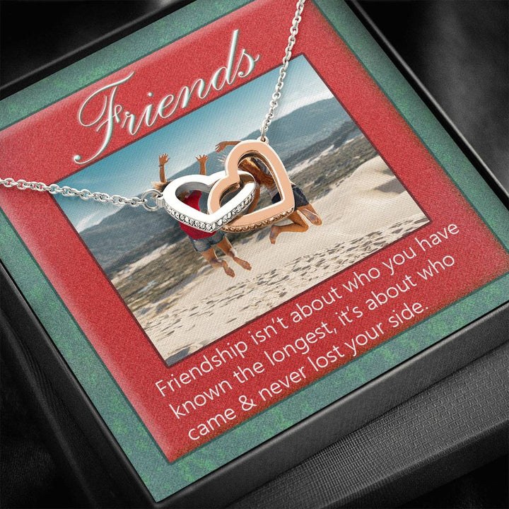 Best Friend Necklace, Bff Necklace, Best Friend Gift, Bff Jewelry, Friends Forever Present, Quotes, Interlocking Heart Necklace - Thegiftio UK
