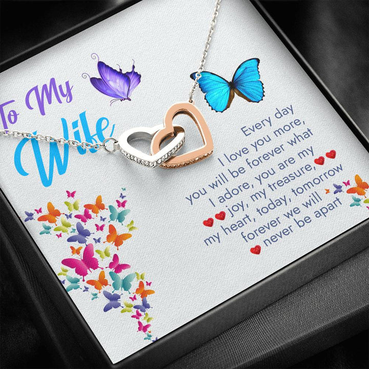 Interlocking Heart Necklace, Husband To Wife Gift, Wife Necklace Gift, Anniversary Gift For Wife, Wife Necklace Message Card, Wife Gift - Thegiftio UK