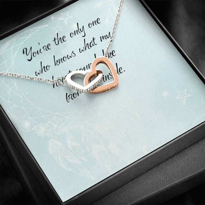 You Are The Only One Who Knows What My Heart Sounds Like From Inside - Interlocking Heart Necklace - Thegiftio UK