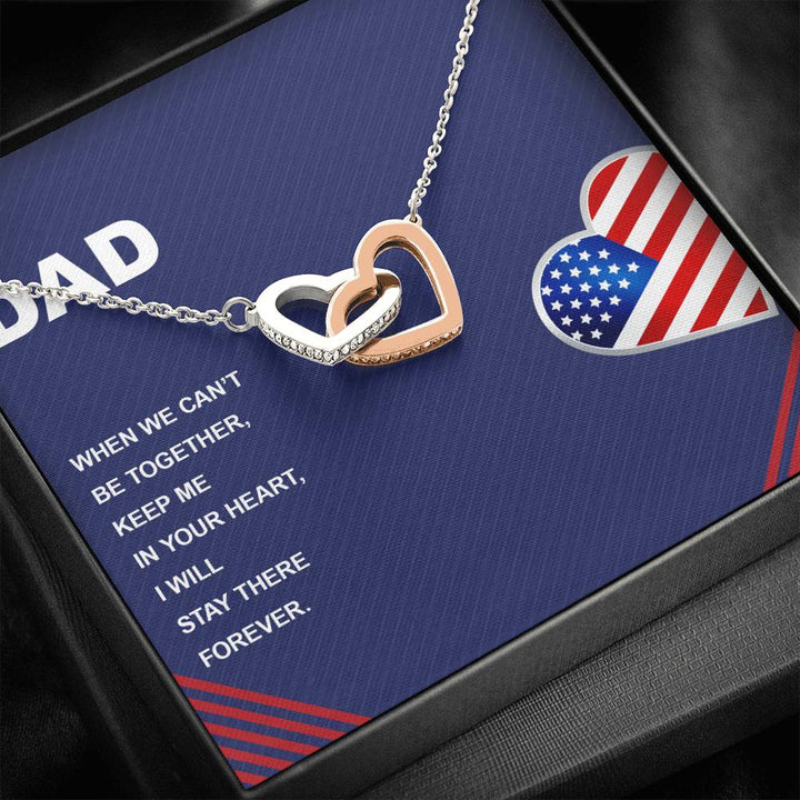 Dad When We Can't Be Together - Interlocking Heart Necklace - Thegiftio UK