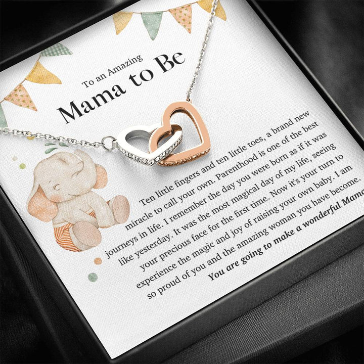 To An Amazing Mama To Be - Interlocking Heart Necklace - Thegiftio UK