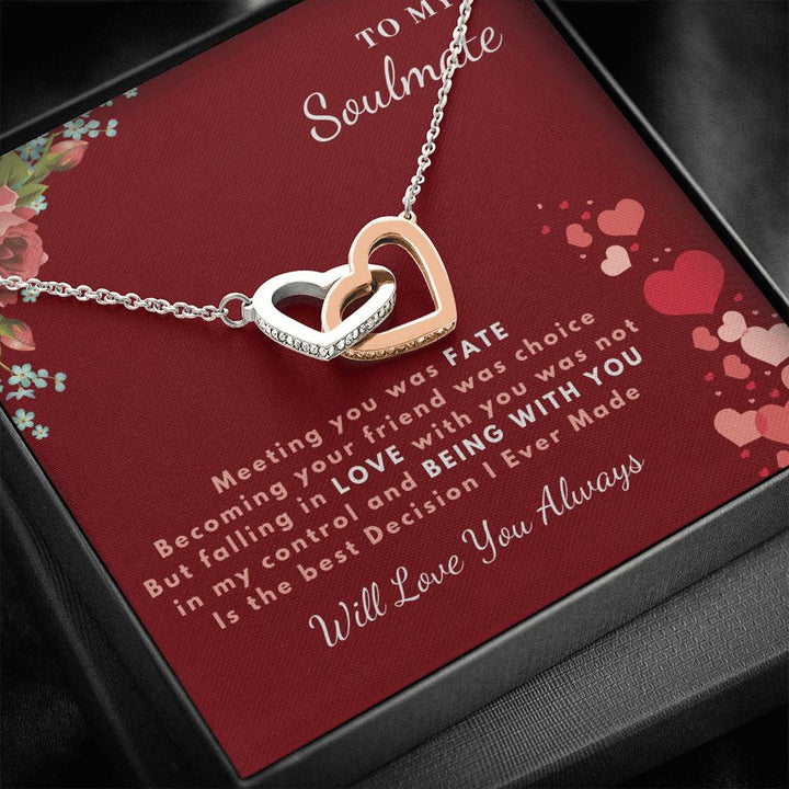 To My Soulmate - Interlocking Heart Necklace - Fate And Love - Gift For Wife - Gift For Girlfriend - Soulmate - Thegiftio UK