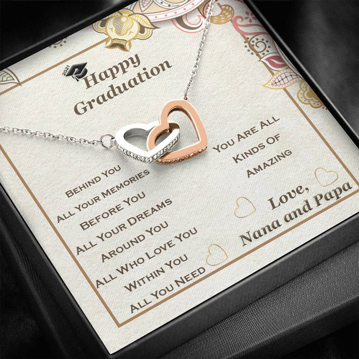 Interlocking Heart Necklace For Your Granddaughter, Perfect Graduation Gift - Thegiftio UK