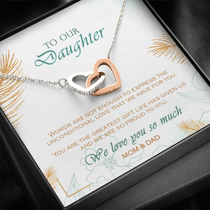 Interlocking Heart Necklace To Your Daughter – From Mom & Dad With Love – Jewelry Gift B1d9t5 - Thegiftio UK