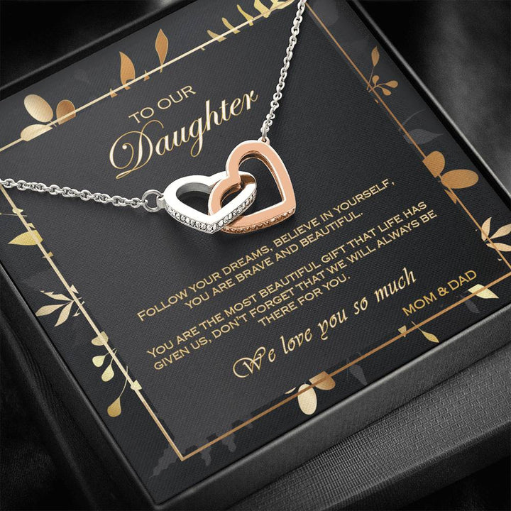 Interlocking Heart Necklace To Your Daughter – From Mom & Dad With Love – Jewelry Gift B1d7t3 - Thegiftio UK