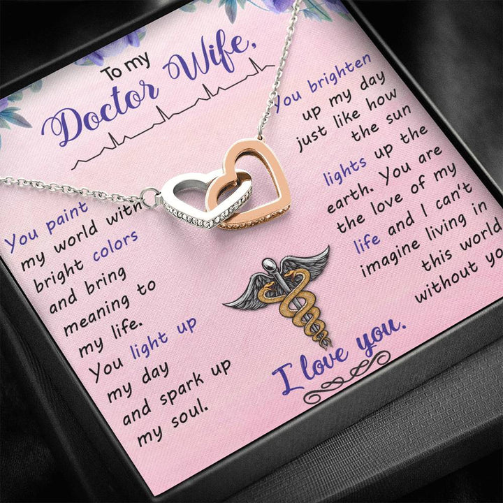 To My Doctor Wife - You Paint My World With Bright Colors - Interlocking Heart Necklace Necklace - Thegiftio UK