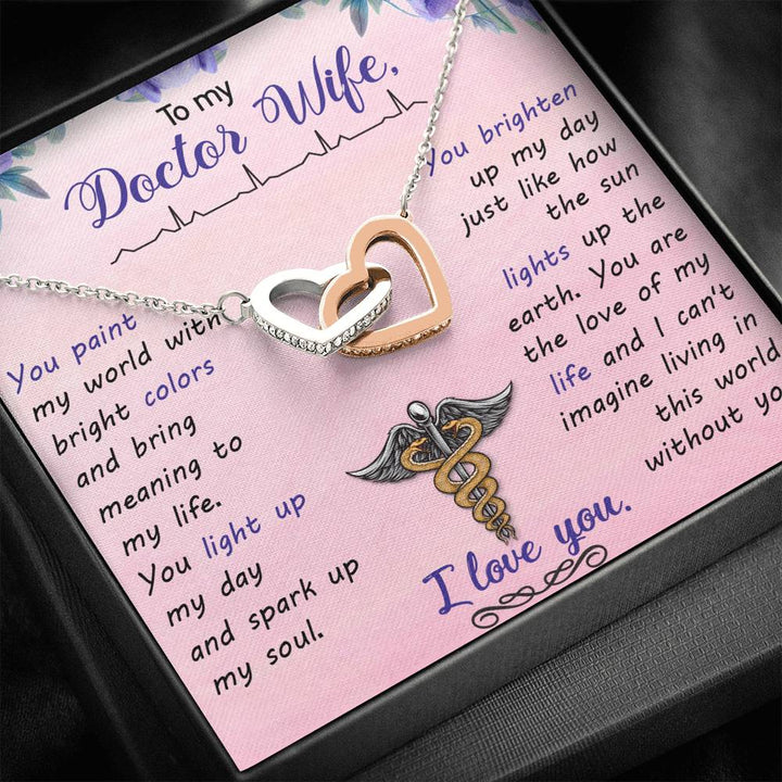 To My Doctor Wife - You Paint My World With Bright Colors - Interlocking Heart Necklace - Thegiftio UK