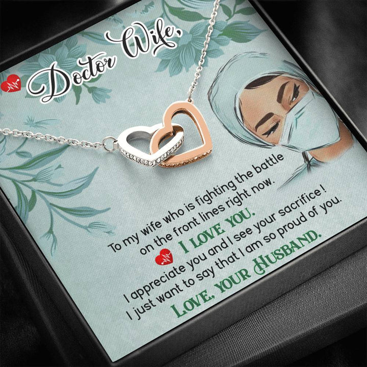 Dear Wife - I Appreciate You And I See Your Sacrifice - Interlocking Heart Necklace - Thegiftio