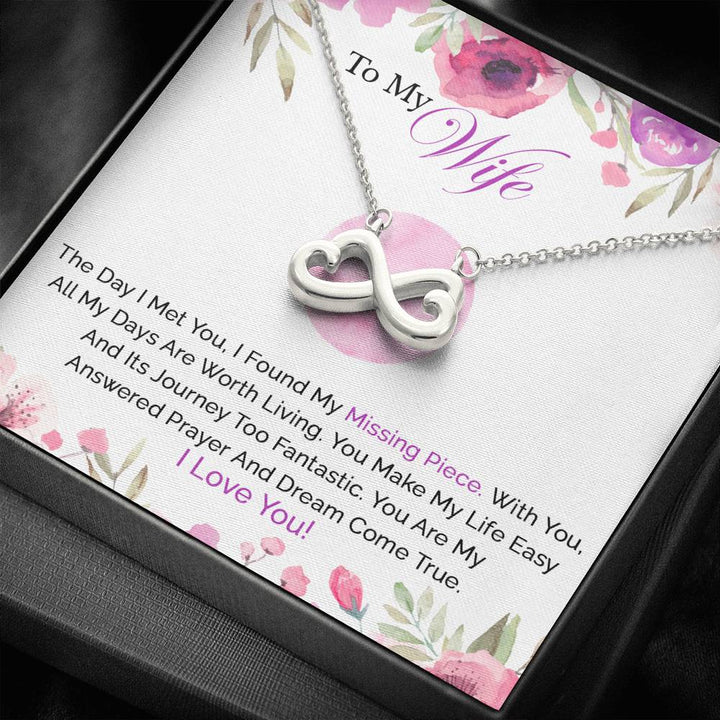 Interlocking Heart Necklace, Husband To Wife Gift, Wife Necklace Gift, Anniversary Gift For Wife, Wife Necklace Message Card, Wife Gift - Thegiftio UK
