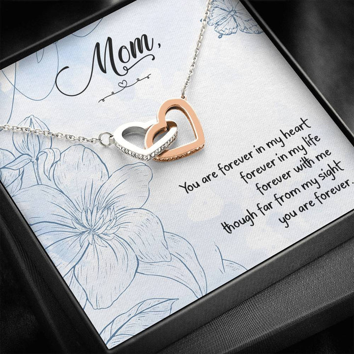 Mom - You Are Forever In My Heart Forever In My Life - Interlocking Heart Necklace - Thegiftio UK