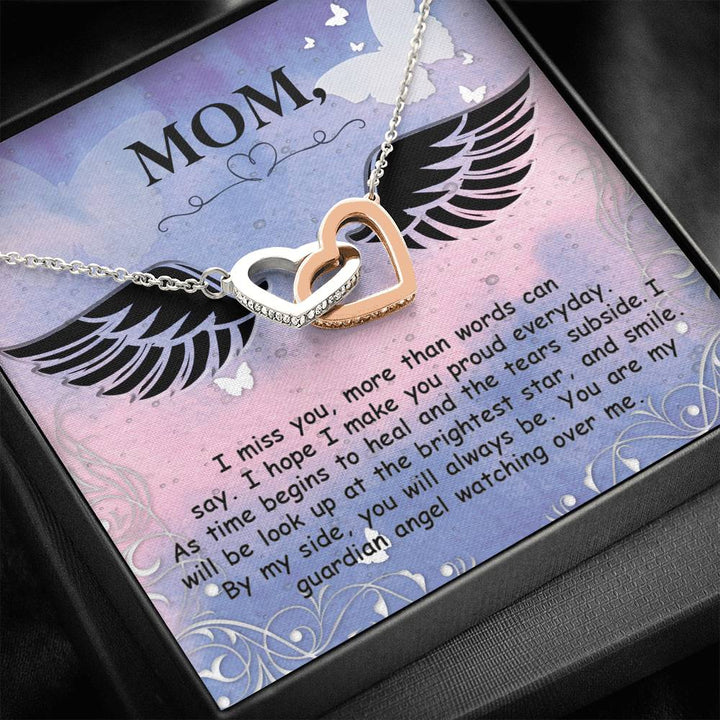 Mom - I Miss You More Than Words Can Say - Interlocking Heart Necklace - Thegiftio