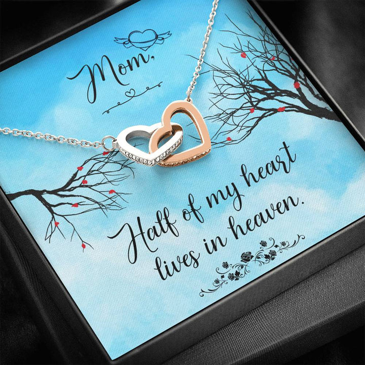 Mom Half Of My H Heart - Lives In Heaven - Interlocking Heart Necklace - Thegiftio UK