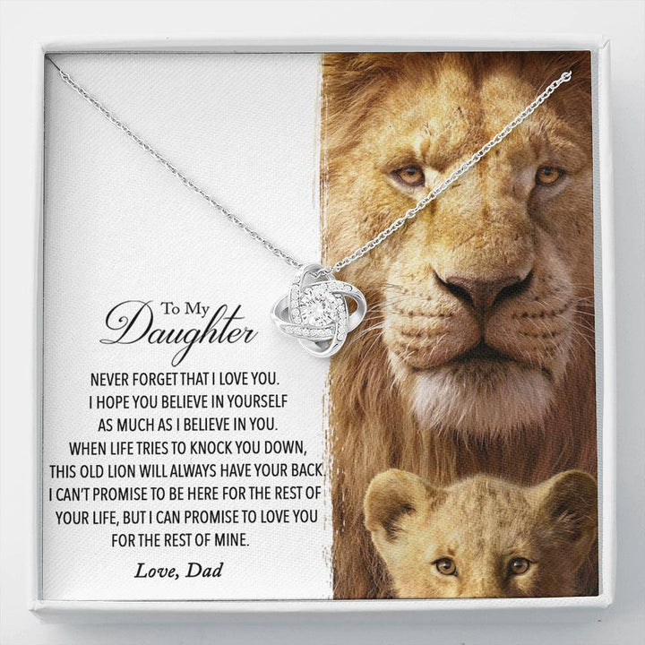 To My Daughter This Old Lion Will Always Have Your Back |Interlocking Heart Necklace | Daughter Necklace From Dad-Birthday Gift For Daughter - Thegiftio UK