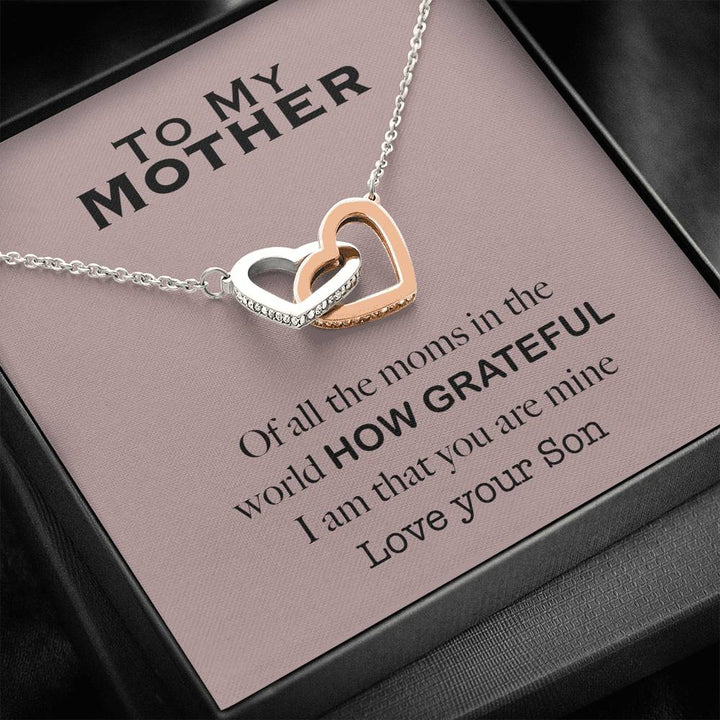 How Grateful Interlocking Heart Necklace Son - Thegiftio UK