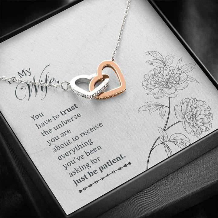 To My Wife - You Have To Trust The Universe - Interlocking Heart Necklace - Thegiftio UK