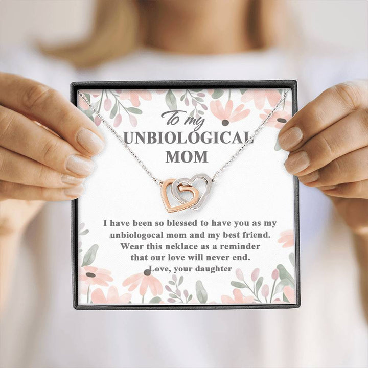 Gift For Unbiological Mom - Interlocking Heart Necklace - Thegiftio UK