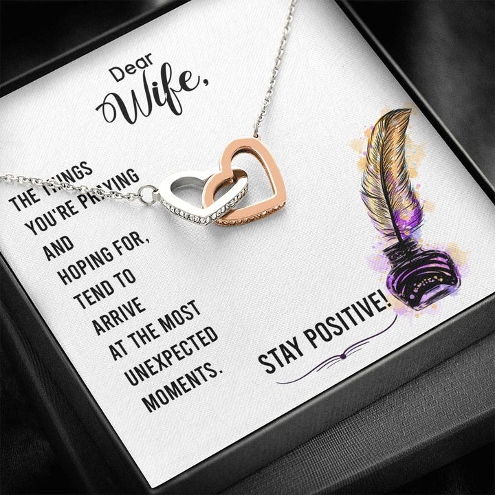 Dear Wife - The Things You're Praying And Hoping For - Interlocking Heart Necklace - Thegiftio UK