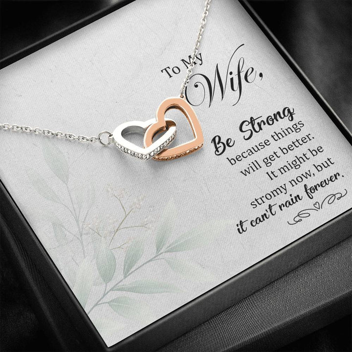 To My Wife - Be Strong - Interlocking Heart Necklace - Thegiftio UK