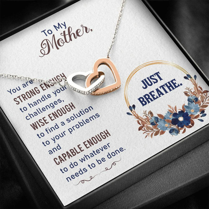 Collection Mom - You Are Strong Enough To Handle Your Challenges - Interlocking Heart Necklace - Thegiftio UK