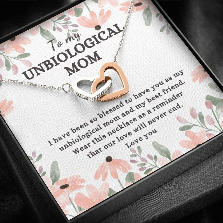 Gift For Unbiological Mom - Interlocking Heart Necklace - Thegiftio UK