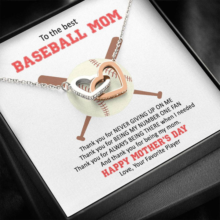 To The Best Baseball Mom - Mother's Day Gift - Interlocking Heart Necklace - Thegiftio