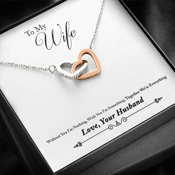 Anniversary Gift For Wife, Wife Birthday Gift, Wife Necklace Message Card, Christmas Gift To Wife From Husband, Interlocking Heart Necklace. - Thegiftio UK