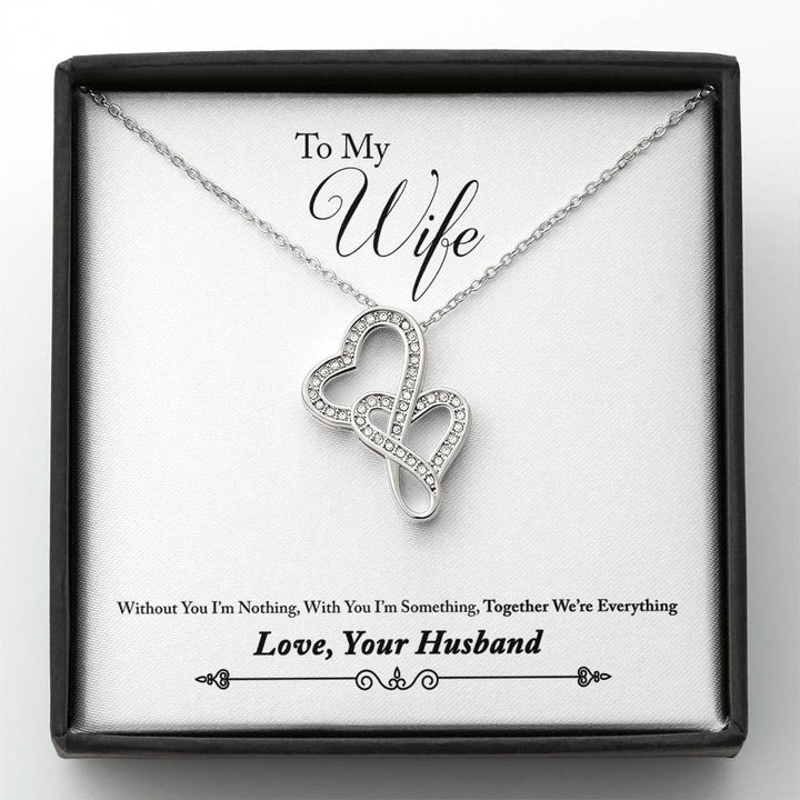 Interlocking Heart Necklace, Husband To Wife Gift, Wife Necklace Gift, Anniversary Gift For Wife, Wife Necklace Message Card, Valentine Gift - Thegiftio UK