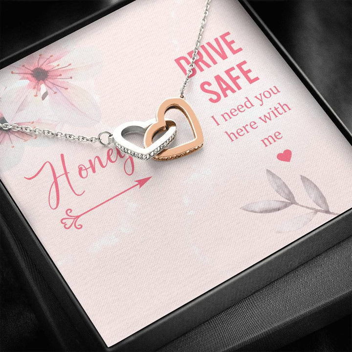 Hony Drive Safe I Need You Here With Me - Interlocking Heart Necklace - Thegiftio UK