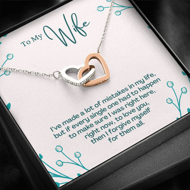 To My Wife - To Love You, Then I Forgive Myself For Them All - Interlocking Heart Necklace - Thegiftio UK