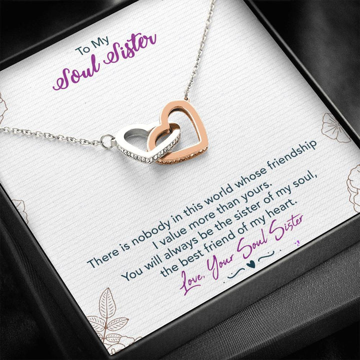 To My Soul Sister -The Best Friend Of My Heart - Interlocking Heart Necklace - Thegiftio UK