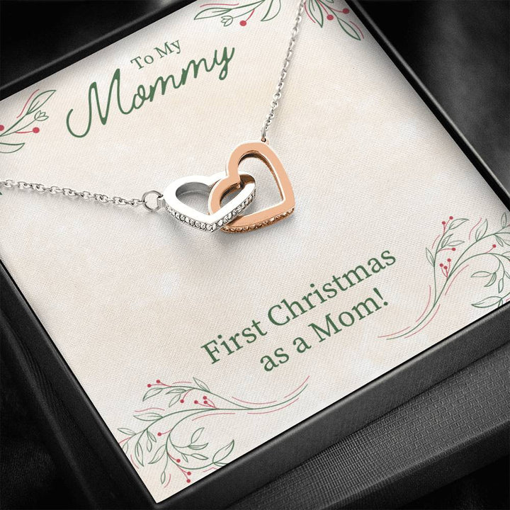 To My Mommy - First Christmas As A Mom - Interlocking Heart Necklace - Thegiftio UK