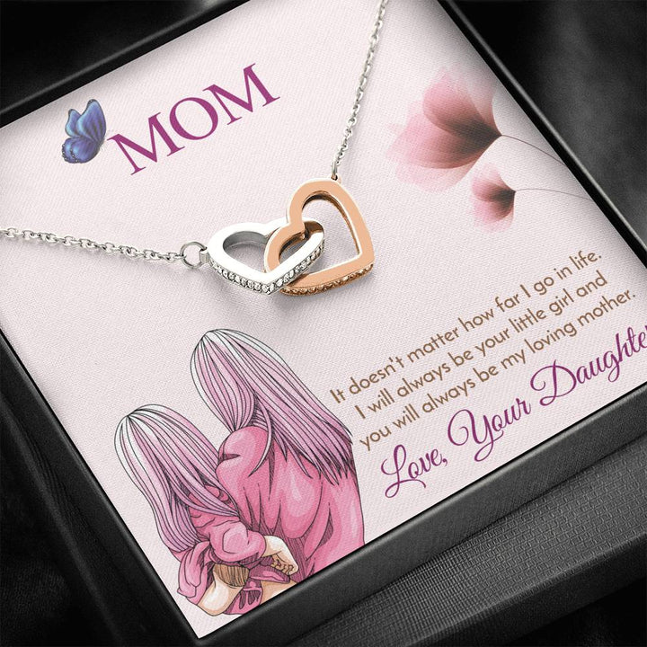 Mom - I Will Always Be Your Little Girl | Interlocking Heart Necklace - Thegiftio UK