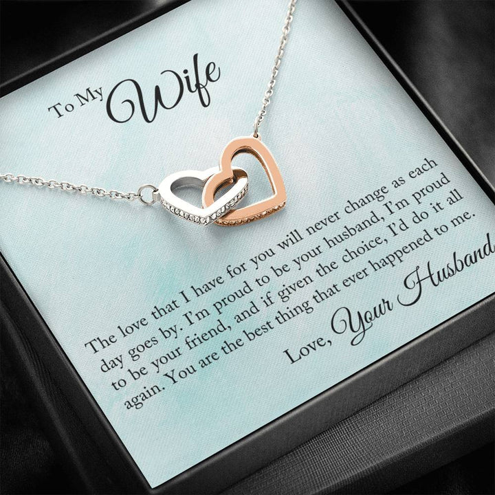 To My Wife - I'm Proud To Be Your Husband - Interlocking Heart Necklace - Thegiftio UK