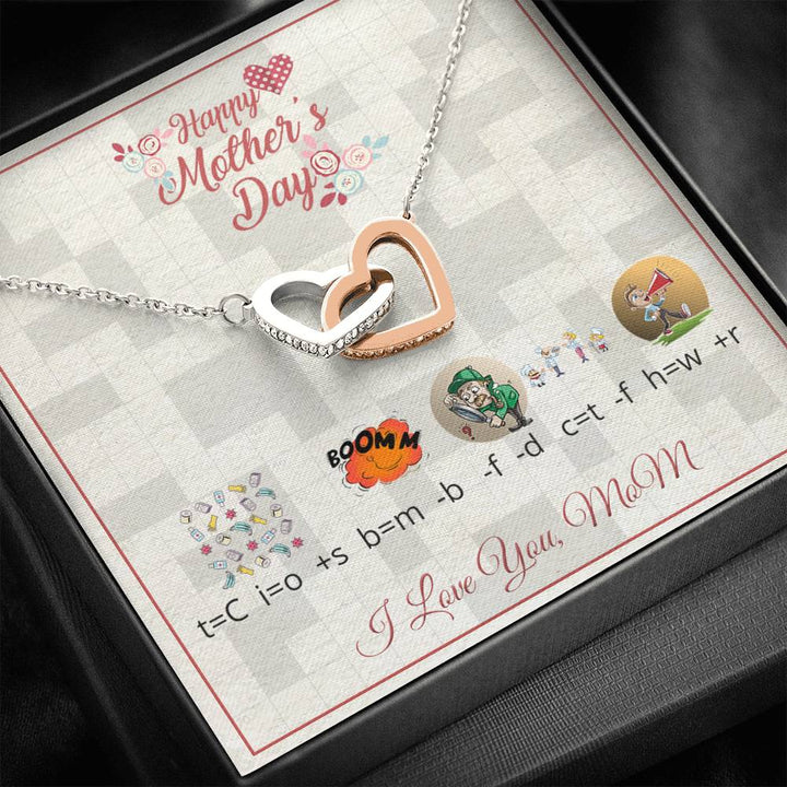 Interlocking Heart Necklace For Mom With Riddle Message Card - Thegiftio UK